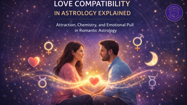 Love compatibility in astrology shaped by chemistry, attraction, emotional pull, and romantic timing.