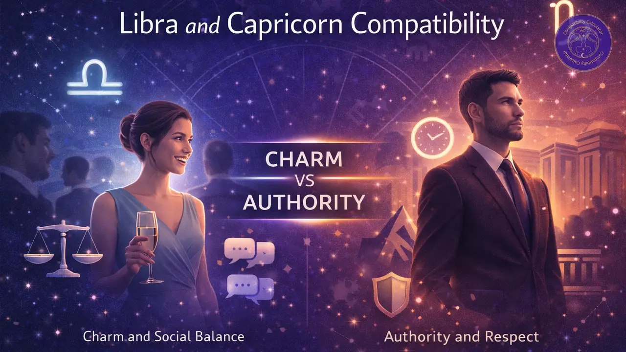 Libra and Capricorn compatibility shaped by charm, authority, public image, respect, and private standards.