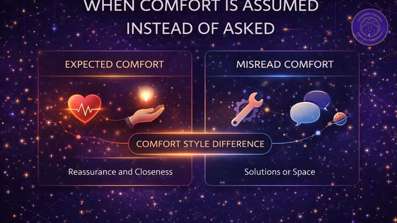 Moon sign compatibility shaped by comfort expectations, misinterpretations, and emotional assumptions in relationships.