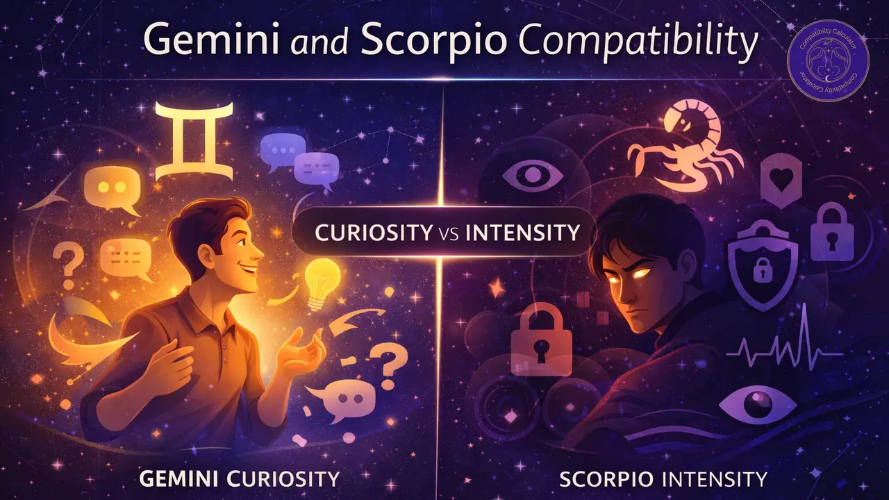 Gemini and Scorpio pulled together through quick curiosity, silence, testing, and emotional intensity.