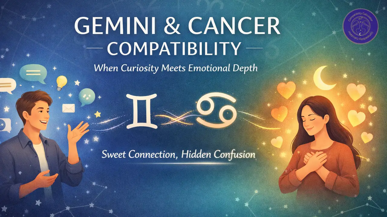 Gemini and Cancer drawn together through conversation, care, and contrasting emotional pace.