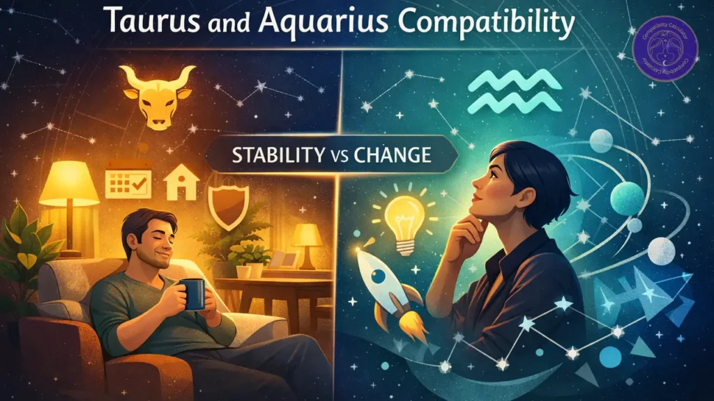 Taurus and Aquarius relationship shaped by stability needs, change impulses, distance, and staying power.