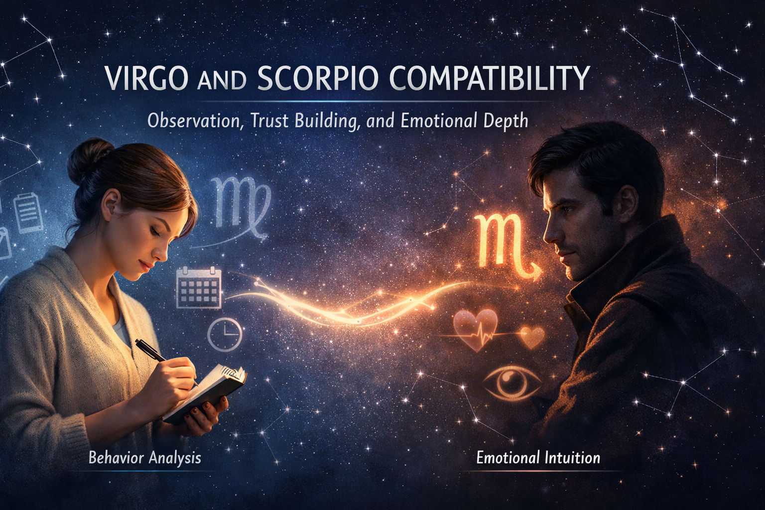 Virgo and Scorpio thumbnail image showing a deep and loyal bond