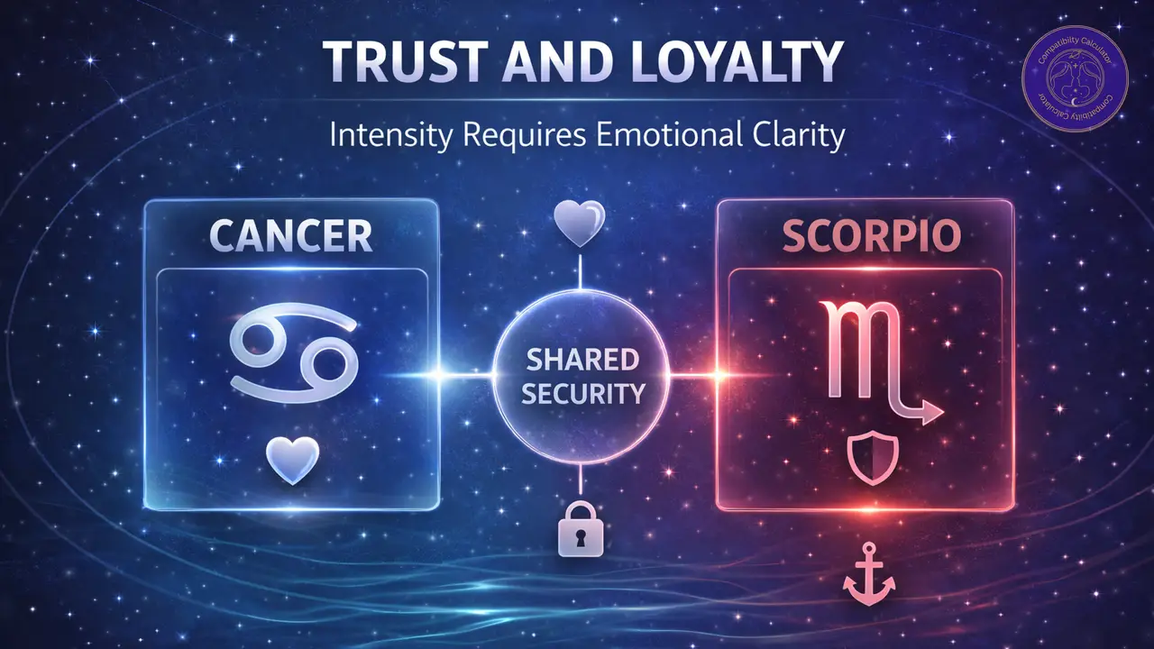 Scorpio and Cancer building trust and loyalty through emotional security, consistency, and deep attachment.