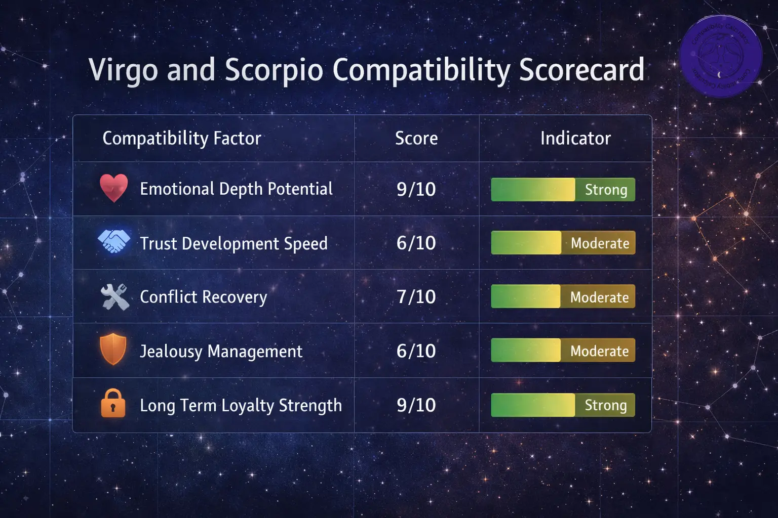 Virgo and Scorpio compatibility breakdown during criticism, control, and emotional intensity