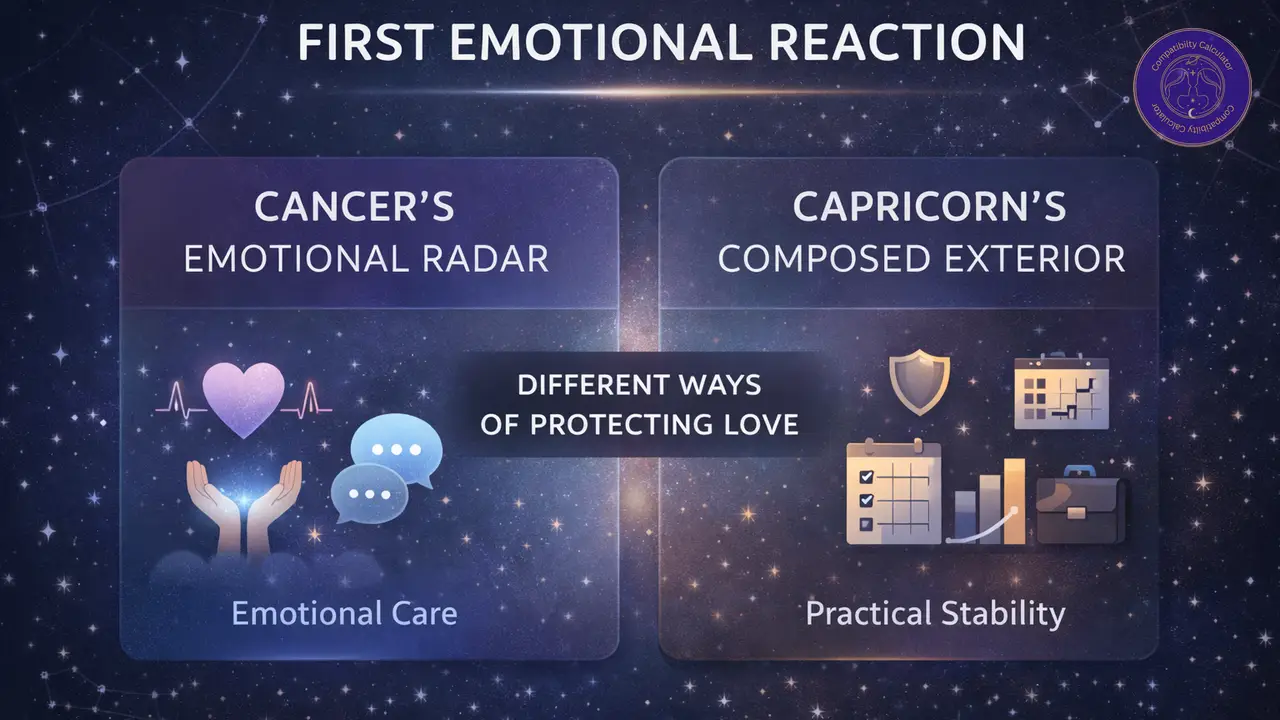 Cancer and Capricorn protecting love through care, planning, emotional caution, and steady commitment.